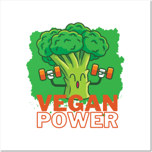 Vegan Power Broccoli Gym Posters and Art